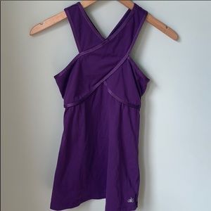 Alo Yoga Crossneck Keyhole Back Purple Fitness Top